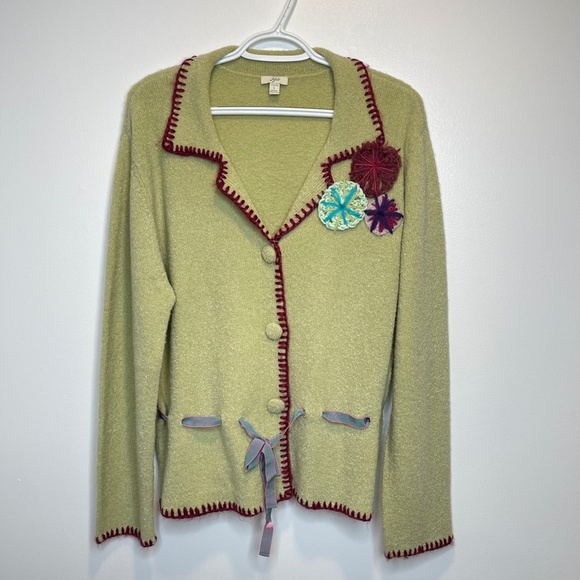 Vintage J. Jill Lime Green Sweater Size Large - Picture 4 of 9